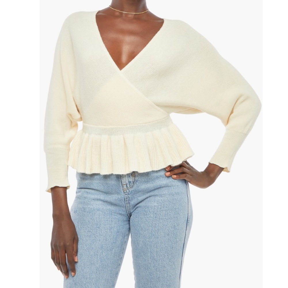 NWT Cozy Peplum Sweater in Cream